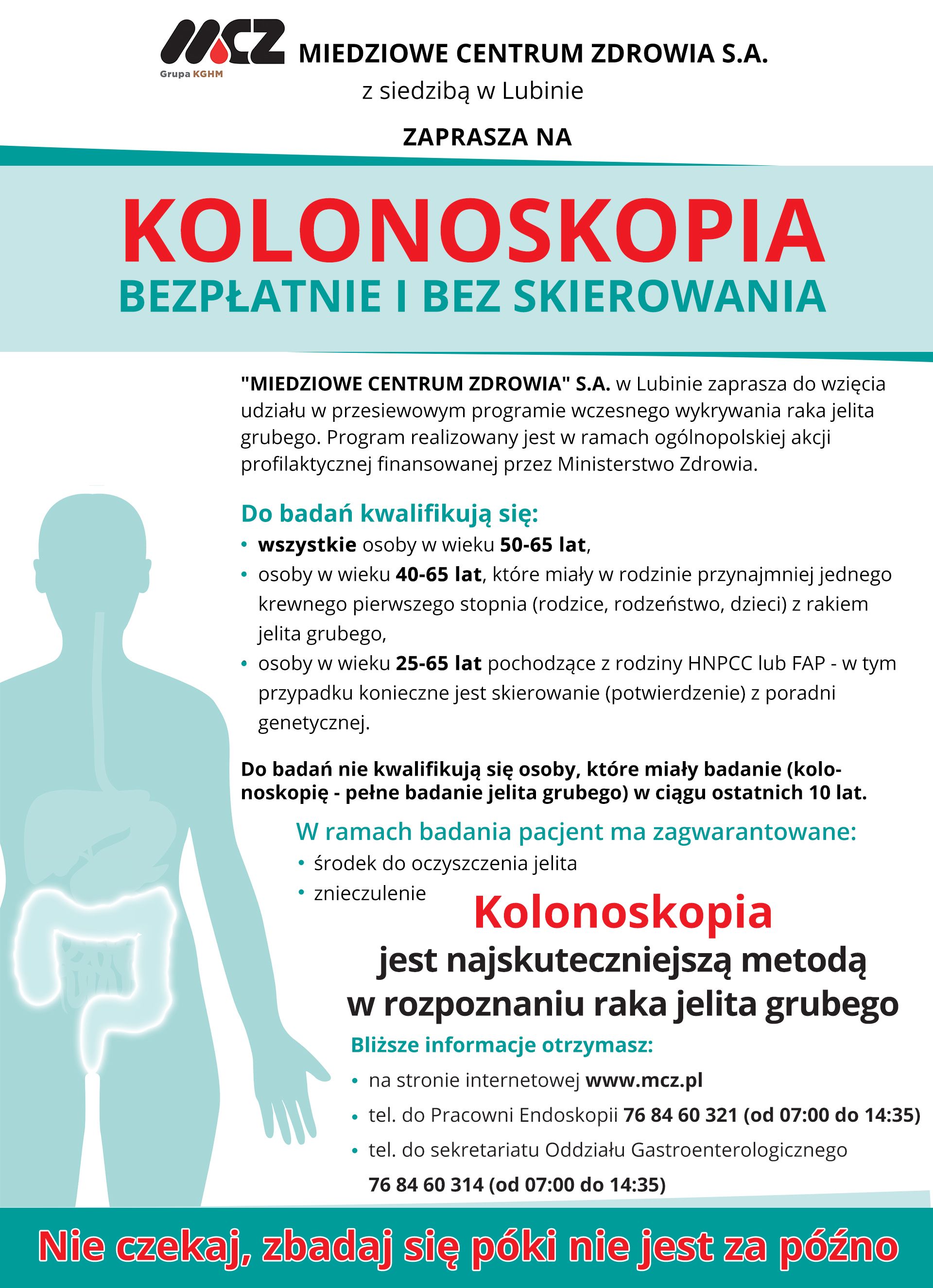 Ilustracja wprowadzenia:  Bezpłatne badania kolonoskopowe.